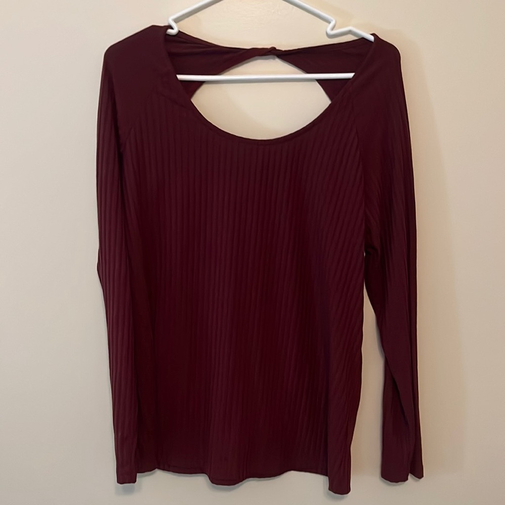 Maroon open back long sleeved shirt